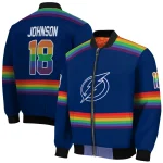 customized tampa bay lightning rainbow jersey number blue bomber jacket best selling