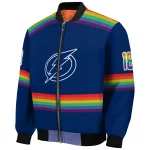customized tampa bay lightning rainbow jersey number blue bomber jacket best selling