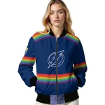 customized tampa bay lightning rainbow jersey number blue bomber jacket best selling