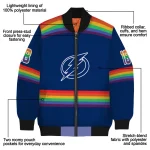 customized tampa bay lightning rainbow jersey number blue bomber jacket best selling