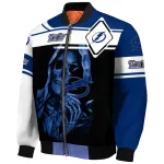 customized tampa bay lightning reaper hands blue black bomber jacket best selling