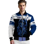 customized tampa bay lightning reaper hands blue black bomber jacket best selling