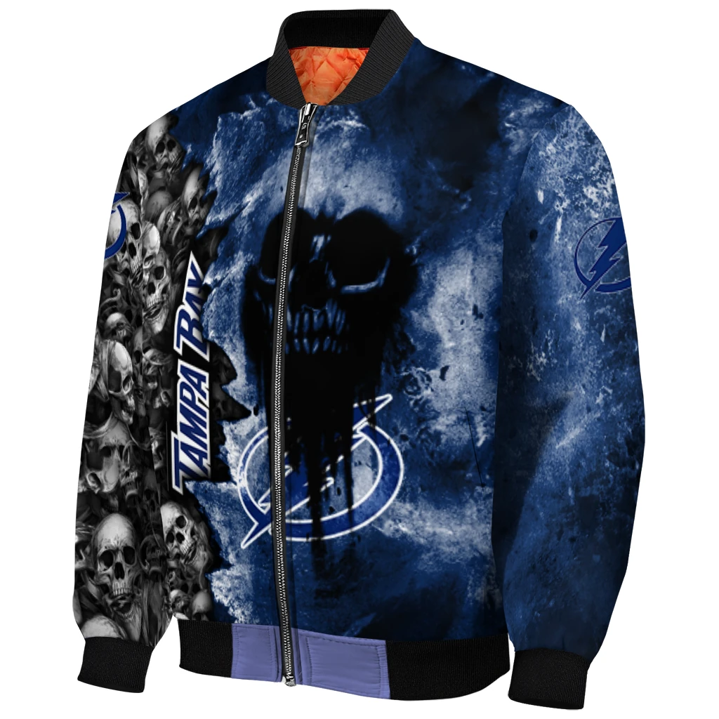 customized tampa bay lightning skull cluster blue bomber jacket fashion forward customized tampa bay lightning skull cluster blue bomber jacket fashion forward