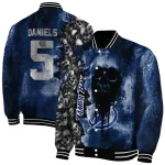 customized tampa bay lightning skull cluster blue varsity jacket best selling