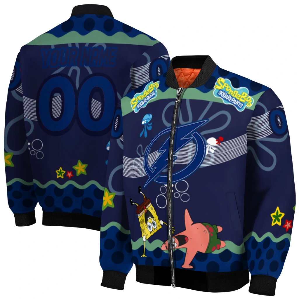 customized tampa bay lightning spongebob playtime blue bomber jacket best selling customized tampa bay lightning spongebob playtime blue bomber jacket best selling