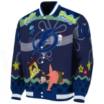 customized tampa bay lightning spongebob playtime blue varsity jacket best selling