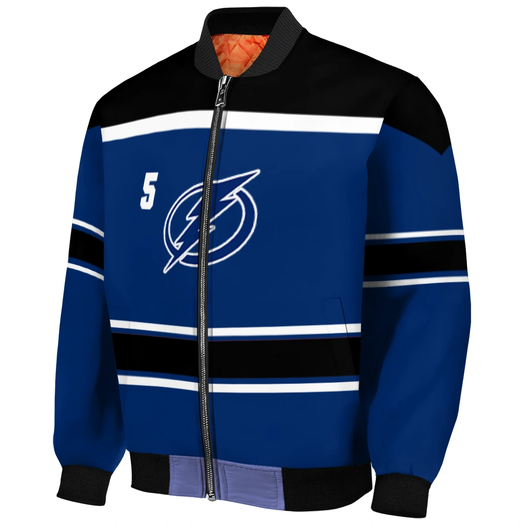 customized tampa bay lightning stripe statement blue black bomber jacket fashion forward customized tampa bay lightning stripe statement blue black bomber jacket fashion forward