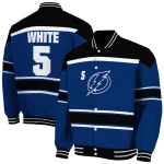 customized tampa bay lightning stripe statement blue black varsity jacket best selling