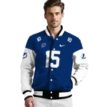 customized tampa bay lightning team patch blue varsity jacket best selling