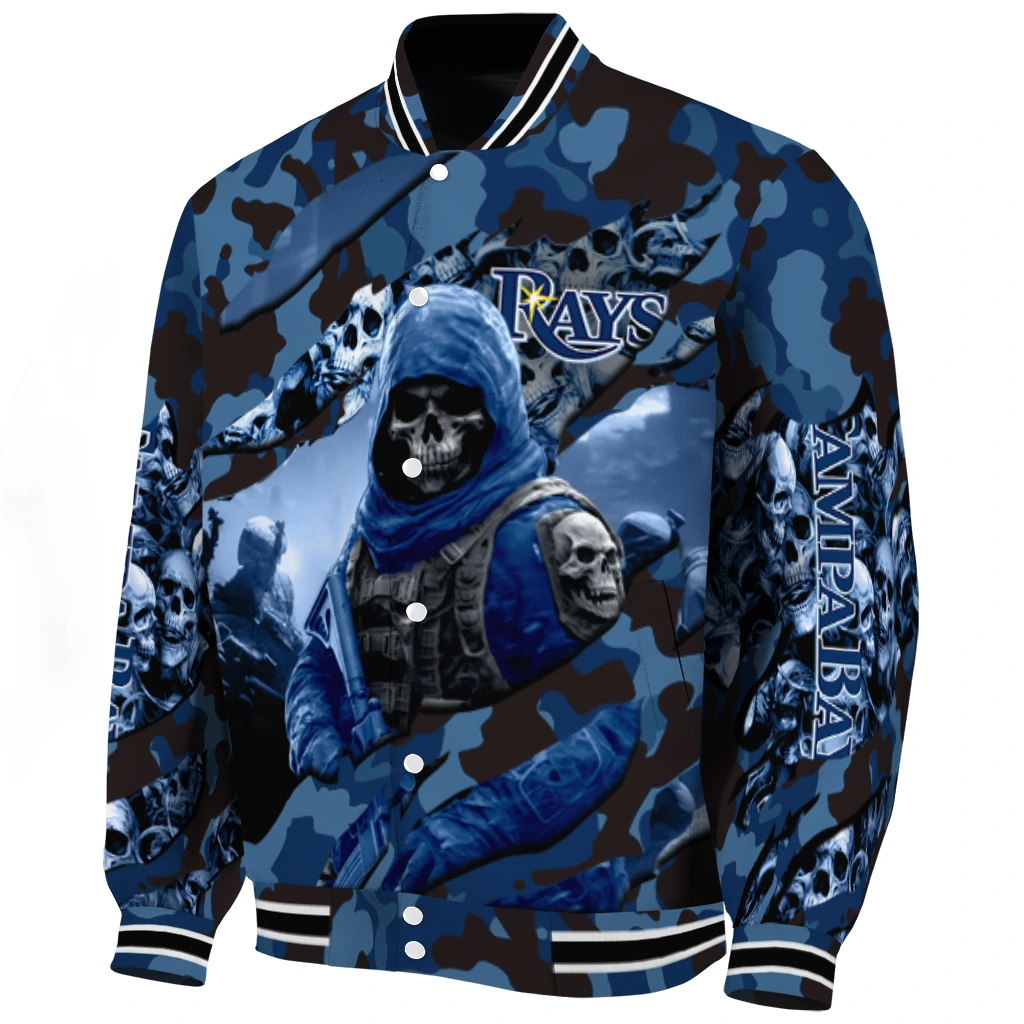 customized tampa bay rays skull horde navy varsity jacket best selling customized tampa bay rays skull horde navy varsity jacket best selling
