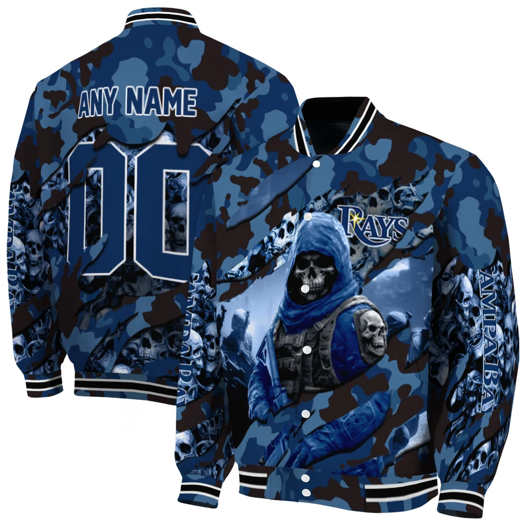 customized tampa bay rays skull horde navy varsity jacket fashion forward customized tampa bay rays skull horde navy varsity jacket fashion forward