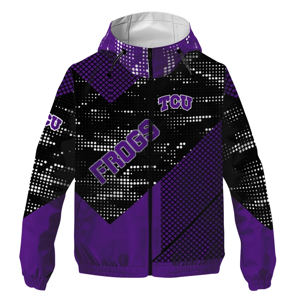 customized tcu horned frogs arrow matrix purple black windbreaker jacket best selling customized tcu horned frogs arrow matrix purple black windbreaker jacket best selling