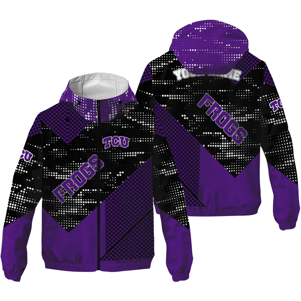 customized tcu horned frogs arrow matrix purple black windbreaker jacket high quality customized tcu horned frogs arrow matrix purple black windbreaker jacket high quality