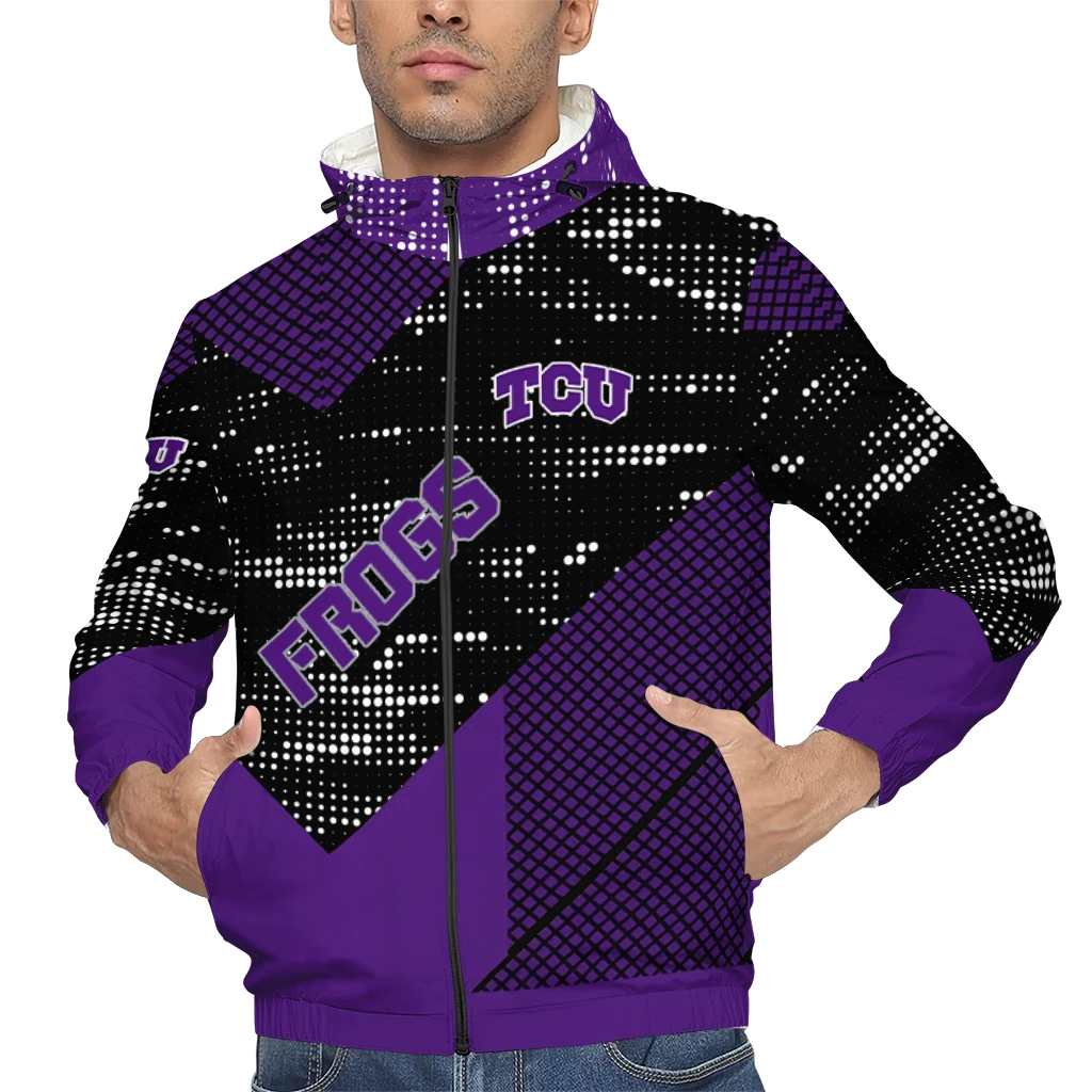 customized tcu horned frogs arrow matrix purple black windbreaker jacket top rated customized tcu horned frogs arrow matrix purple black windbreaker jacket top rated