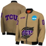 customized tcu horned frogs claw effect beige bomber jacket best selling