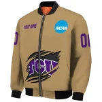 customized tcu horned frogs claw effect beige bomber jacket best selling