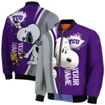 customized tcu horned frogs snoopy head purple bomber jacket best selling