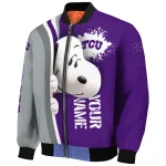 customized tcu horned frogs snoopy head purple bomber jacket best selling
