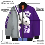 customized tcu horned frogs snoopy head purple bomber jacket best selling