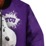 customized tcu horned frogs snoopy head purple bomber jacket best selling