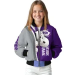 customized tcu horned frogs snoopy head purple bomber jacket best selling