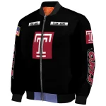 customized temple owls american flag skull black bomber jacket best selling