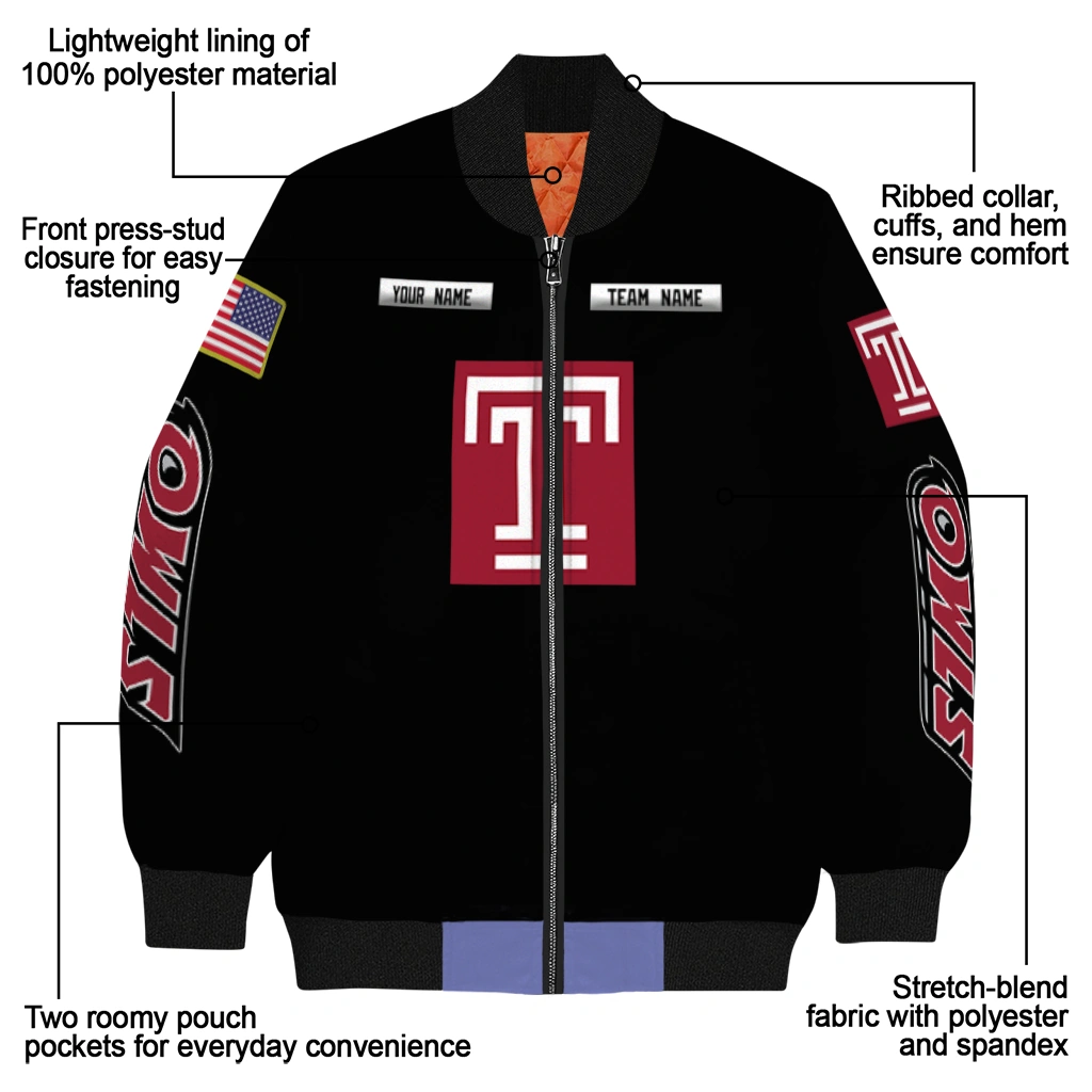 customized temple owls american flag skull black bomber jacket new arrival customized temple owls american flag skull black bomber jacket new arrival