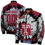 customized temple owls burst splatter red bomber jacket best selling
