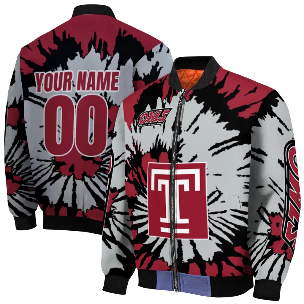 customized temple owls burst splatter red bomber jacket best selling customized temple owls burst splatter red bomber jacket best selling