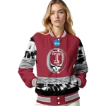 customized temple owls circle skull red black varsity jacket best selling