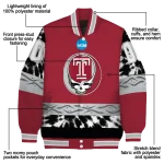 customized temple owls circle skull red black varsity jacket best selling