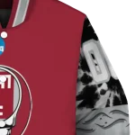 customized temple owls circle skull red black varsity jacket best selling