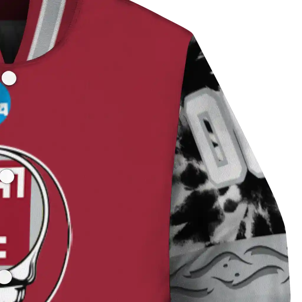 customized temple owls circle skull red black varsity jacket premium grade customized temple owls circle skull red black varsity jacket premium grade