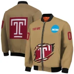 customized temple owls claw effect beige bomber jacket best selling