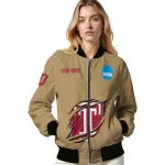 customized temple owls claw effect beige bomber jacket best selling