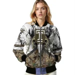 customized temple owls deer skull camouflage white bomber jacket best selling
