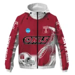 customized temple owls football flame red white windbreaker jacket best selling