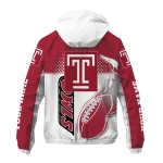 customized temple owls football flame red white windbreaker jacket best selling