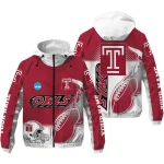 customized temple owls football flame red white windbreaker jacket best selling