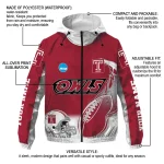 customized temple owls football flame red white windbreaker jacket best selling