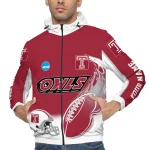 customized temple owls football flame red white windbreaker jacket best selling