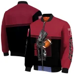 customized temple owls groot football red black bomber jacket best selling