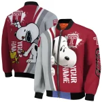 customized temple owls snoopy head red bomber jacket best selling
