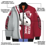 customized temple owls snoopy head red bomber jacket best selling