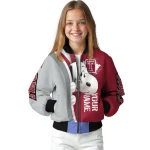 customized temple owls snoopy head red bomber jacket best selling