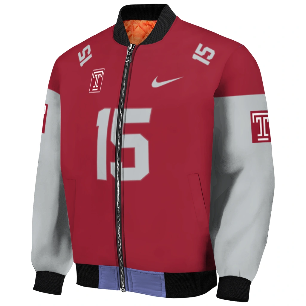 customized temple owls team patch red bomber jacket fashion forward customized temple owls team patch red bomber jacket fashion forward