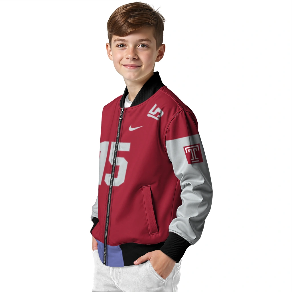 customized temple owls team patch red bomber jacket trendy customized temple owls team patch red bomber jacket trendy