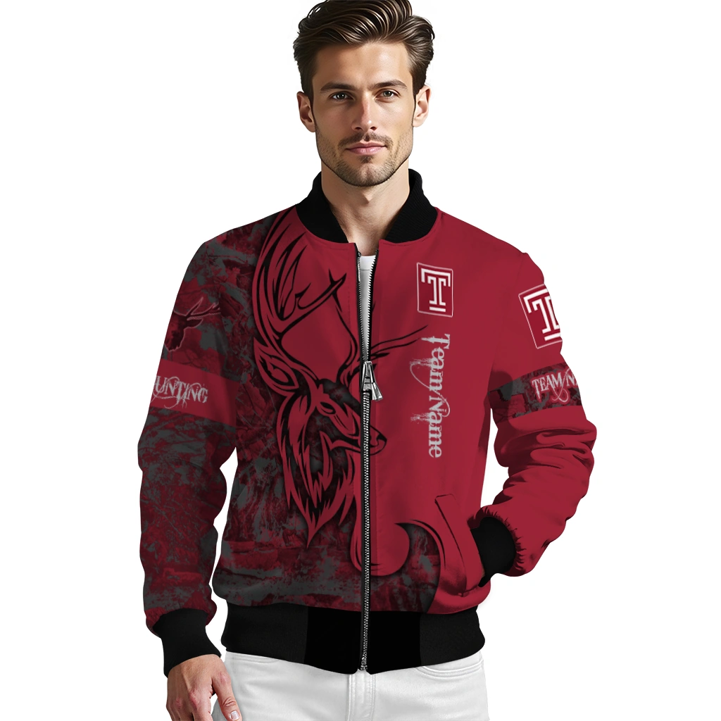 customized temple owls tribal deer art red bomber jacket high quality customized temple owls tribal deer art red bomber jacket high quality