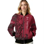 customized temple owls tribal deer art red bomber jacket best selling