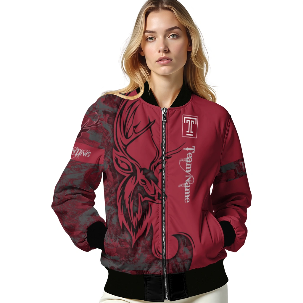 customized temple owls tribal deer art red bomber jacket latest model customized temple owls tribal deer art red bomber jacket latest model